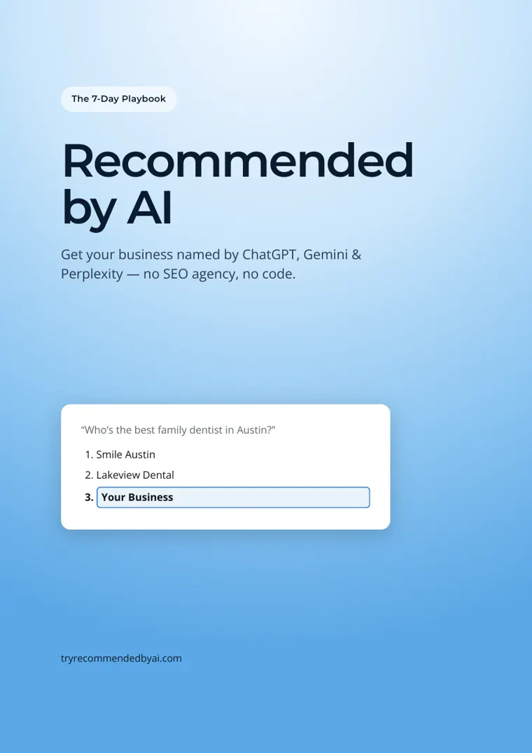 Playbook cover: Recommended by AI, The 7-Day Playbook