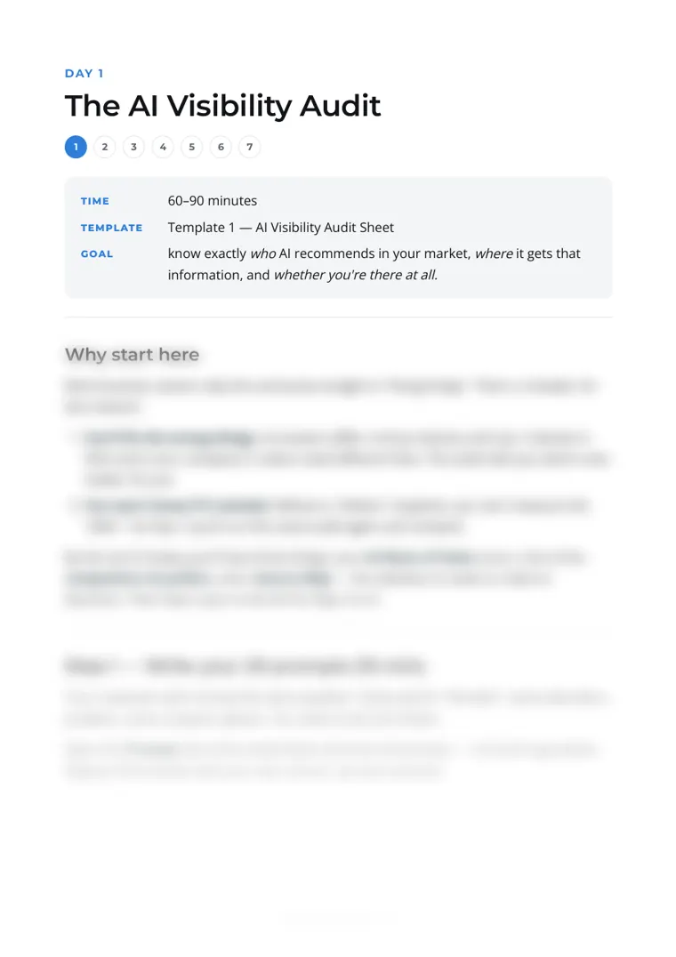 First page of Day 1, The AI Visibility Audit